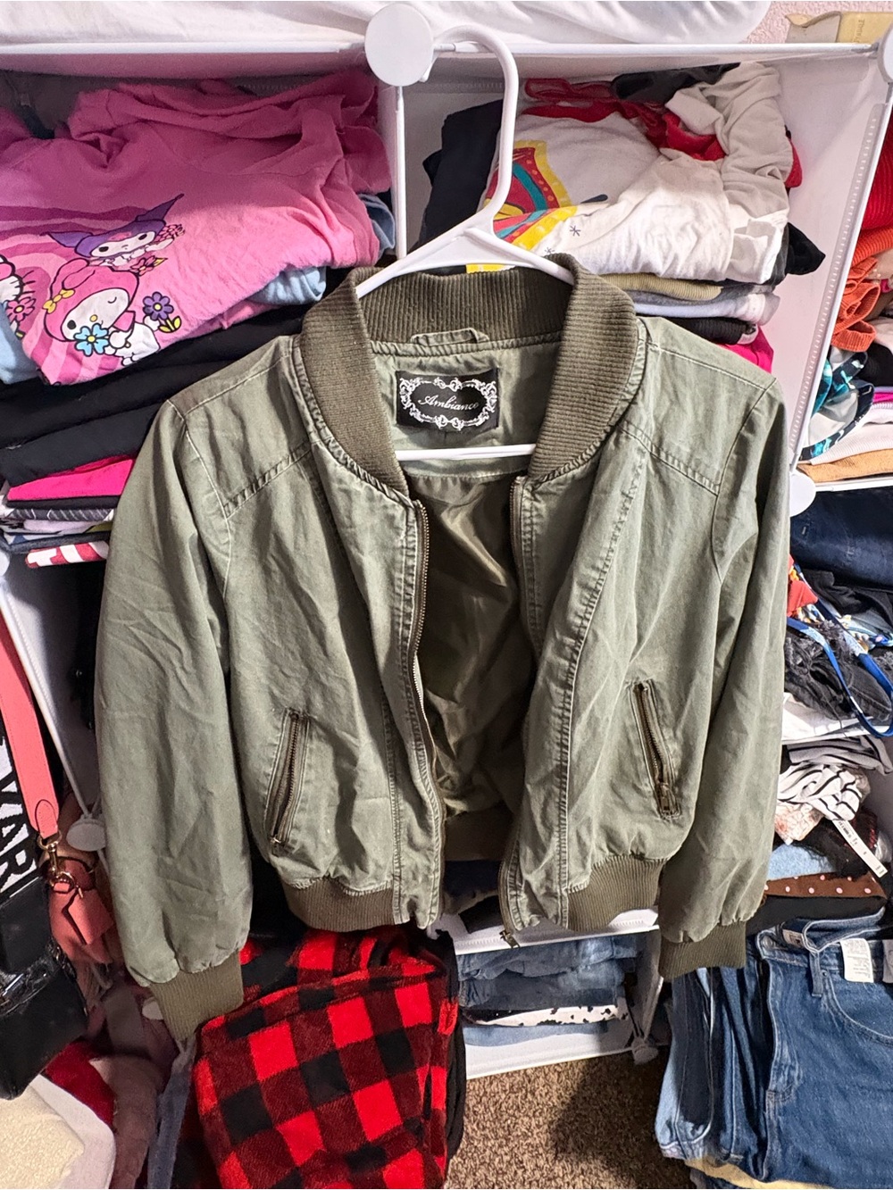 Ambiance Olive Green Bomber Jacket